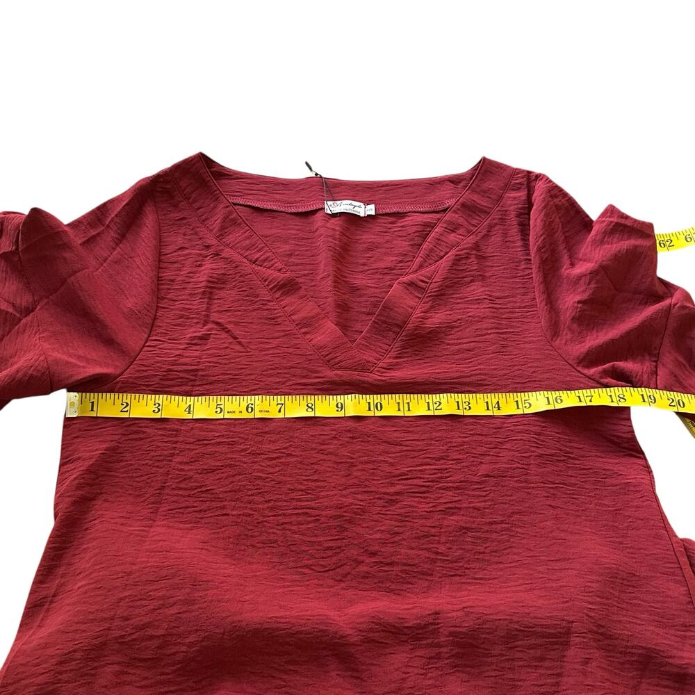 Women V-Neck Short Sleeve Burgundy Cover Up Dress Size S NWT - Picture 3 of 8
